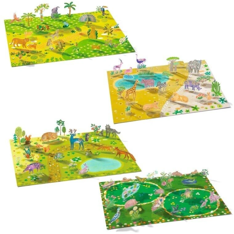 Djeco Daugkartiniai 3D lipdukai - Gyvūnai
