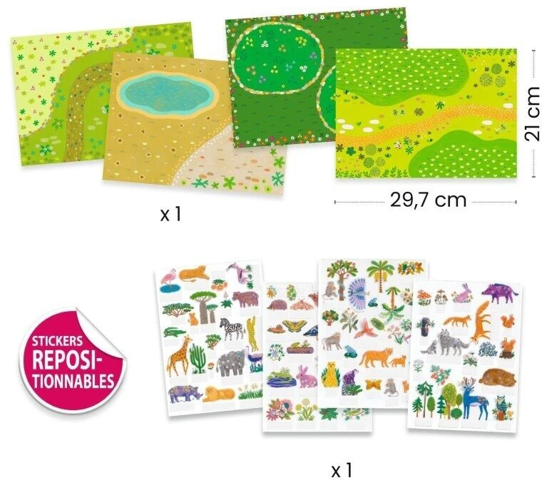 Djeco Daugkartiniai 3D lipdukai - Gyvūnai