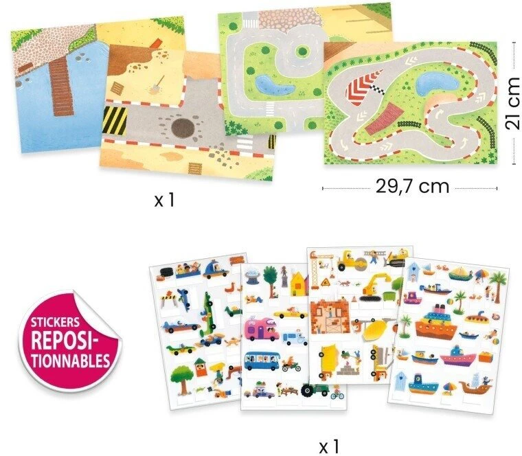 Djeco Daugkartiniai 3D lipdukai - Transporto priemonės