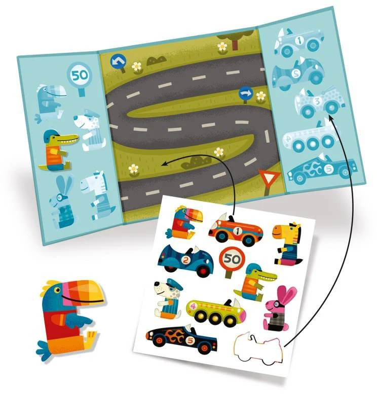 Djeco Daugkartiniai lipdukai mažiesiems - Automobiliai ( DJ09073 )