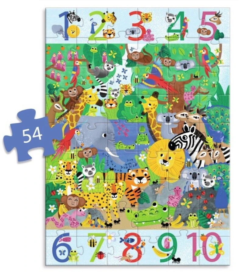 Djeco Milžiniška dėlionė - nuo 1 iki 10 Džiunglės (54 det.) ( DJ07148 )