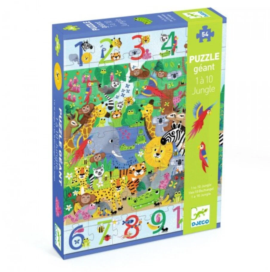 Djeco Milžiniška dėlionė - nuo 1 iki 10 Džiunglės (54 det.) ( DJ07148 )