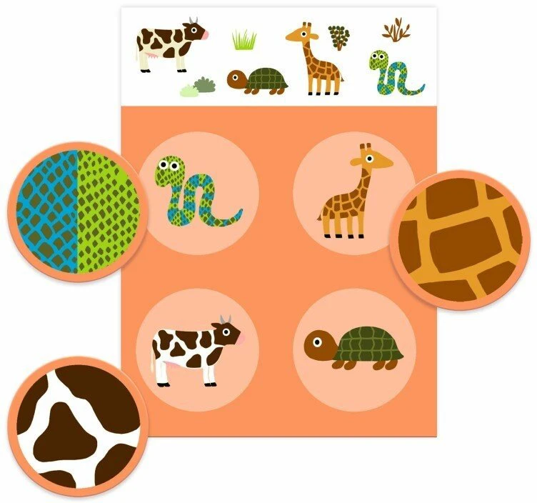 Djeco Loto žaidimas - Plunksna ir kailis (16 vnt.)