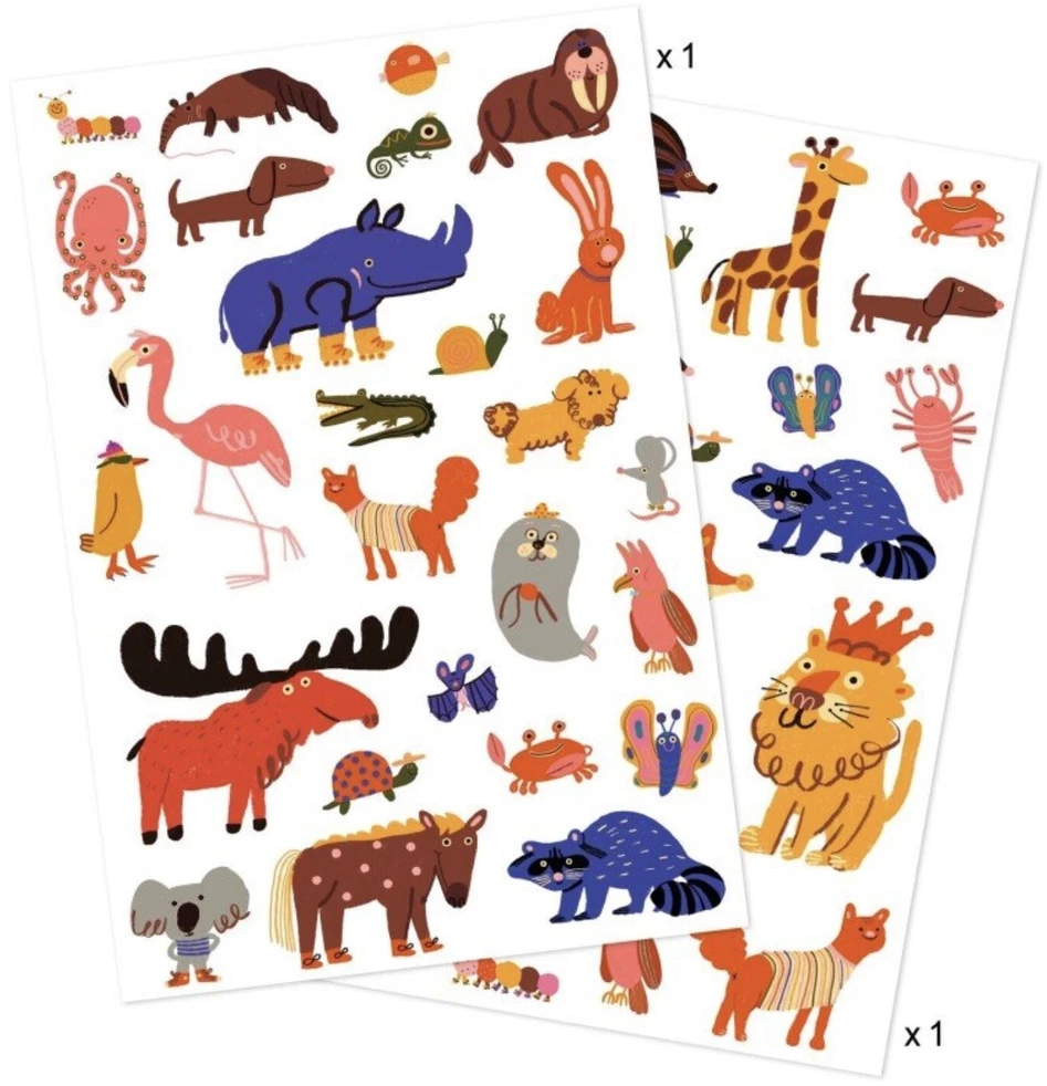 Djeco Tatuiruotės - Linksmi gyvūnai (50+ tatuiruočių)