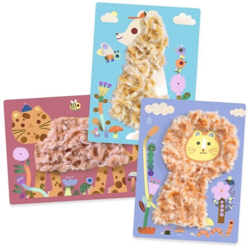Djeco Koliažai su vilna ir Velcro® - Pūkuoti draugai