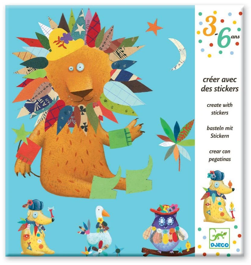 DJECO Kūrybinis rinkinys su lipdukais - "Žvėreliai", DJ08932 ( DJ08932 )