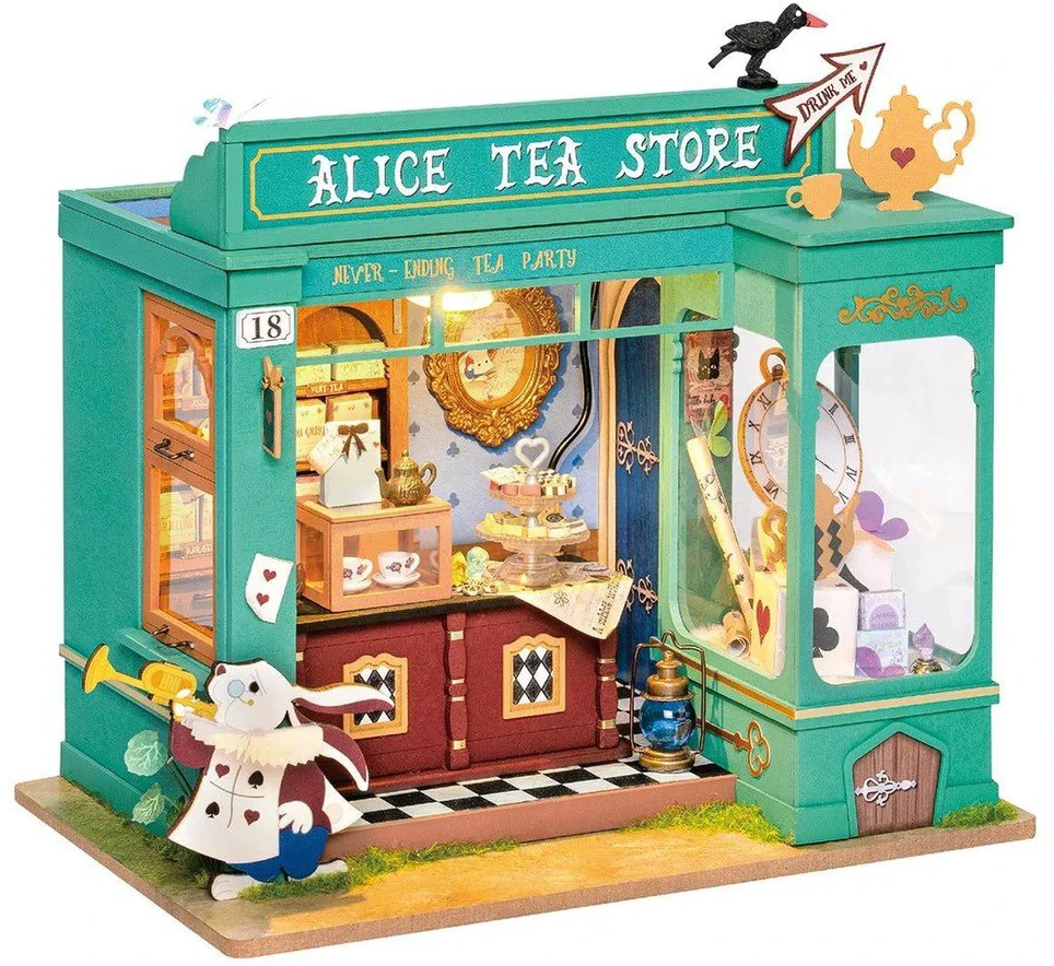 Robotime Mini namas 3D konstruktorius Alice's Tea Store
