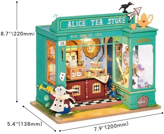 Robotime Mini namas 3D konstruktorius Alice's Tea Store