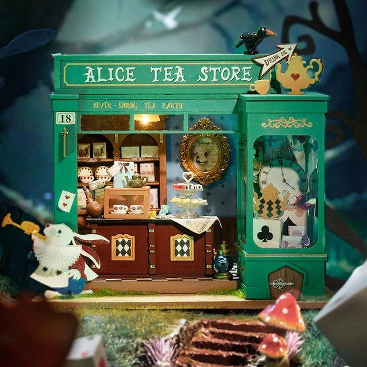 Robotime Mini namas 3D konstruktorius Alice's Tea Store