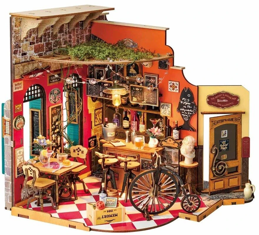 Robotime Mini namas 3D konstruktorius Rolife Cheers Bar & Dining