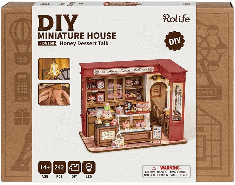 Robotime Mini namas 3D konstruktorius Rolife Honey Dessert Talk