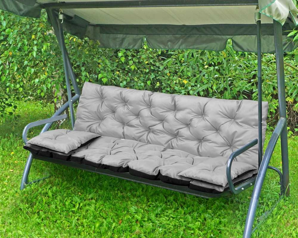 Aio Factory Sodo pagalvėlė 100x60x50 cm + 2 pagalvėlės sūpynėms, atsparios vandeniui, šviesiai pilkos
