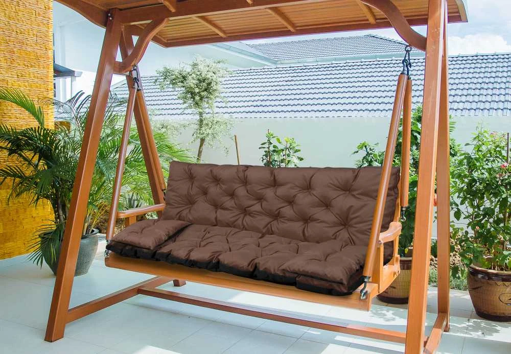 Aio Factory Sodo pagalvėlė 120x60x50 cm + 2 pagalvėlės sūpynėms, atsparios vandeniui, rudos spalvos