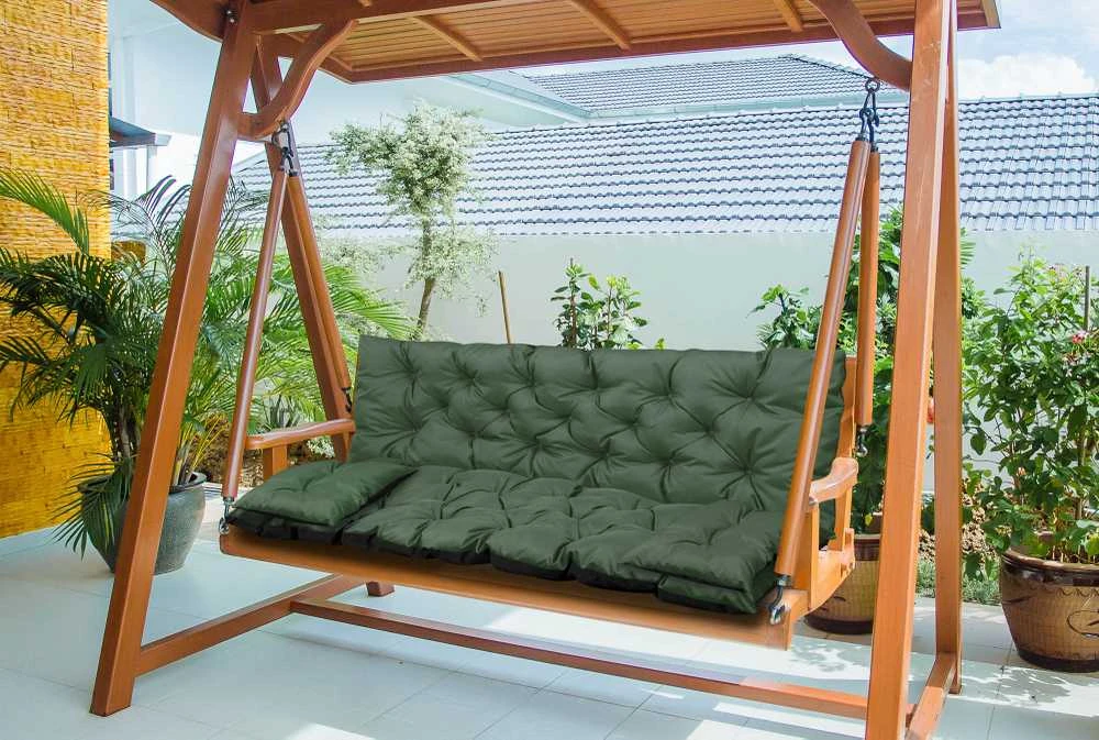 Aio Factory Sodo pagalvėlė 150x60x50 cm + 2 pagalvėlės sūpynėms, atsparios vandeniui, žalios spalvos