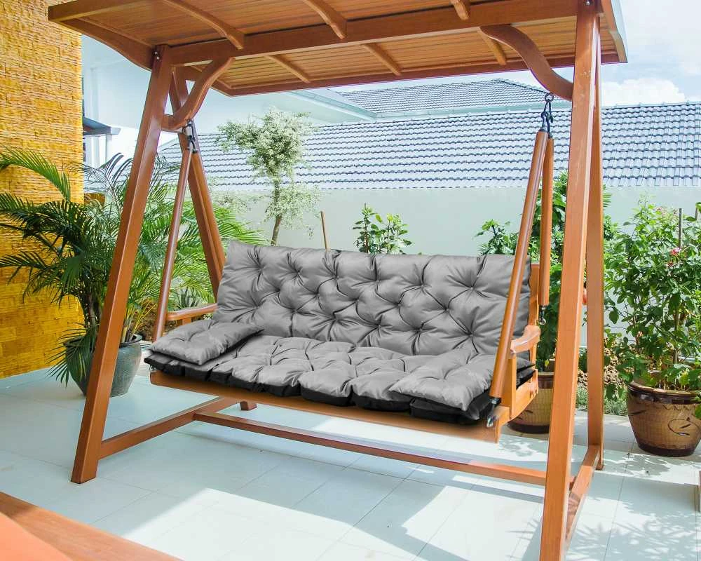 Aio Factory Sodo pagalvėlė 150x60x50 cm + 2 pagalvėlės sūpynėms, atsparios vandeniui, pilkos spalvos