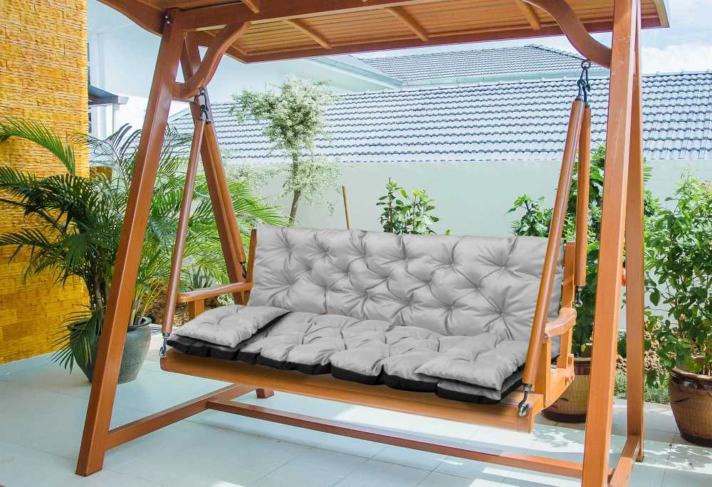 Aio Factory Sodo pagalvėlė 180x60x50 cm + 2 pagalvėlės sūpynėms, atsparios vandeniui, šviesiai pilkos