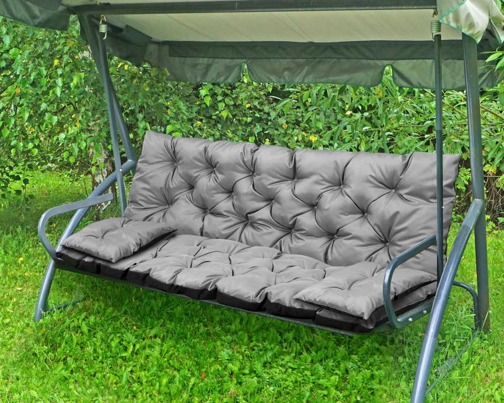Aio Factory Sodo pagalvėlė 180x60x50 cm + 2 pagalvėlės sūpynėms, atsparios vandeniui, pilkos spalvos