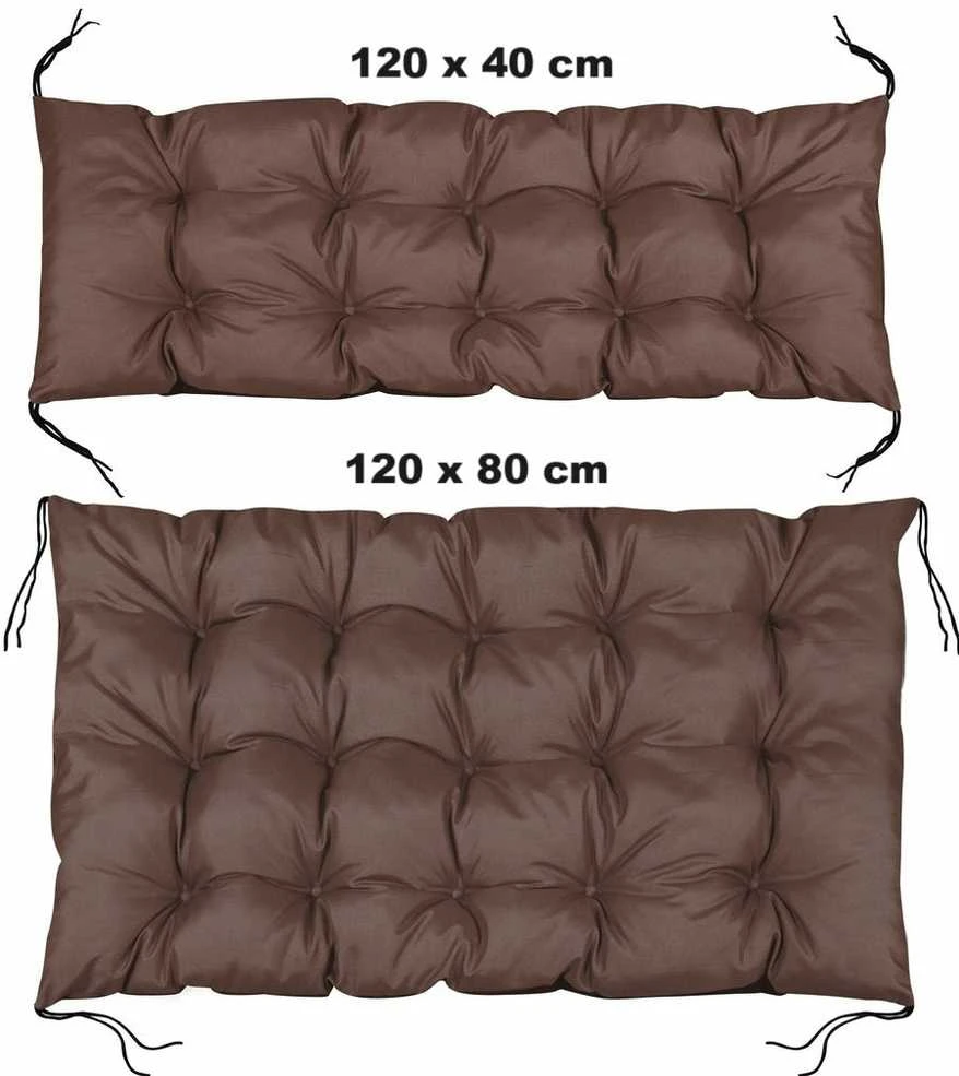 Aio Factory Sodo pagalvėlių komplektas 120/80 cm + 120/40 cm suoliukams, atsparus vandeniui, rudas
