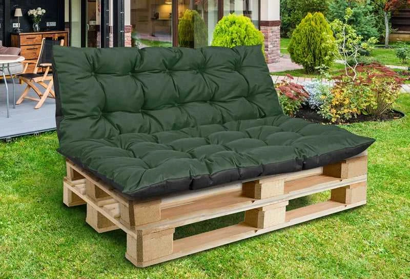 Aio Factory Sodo pagalvėlių komplektas 120/80 cm + 120/40 cm palečių suoliukui, atsparus vandeniui, žalias