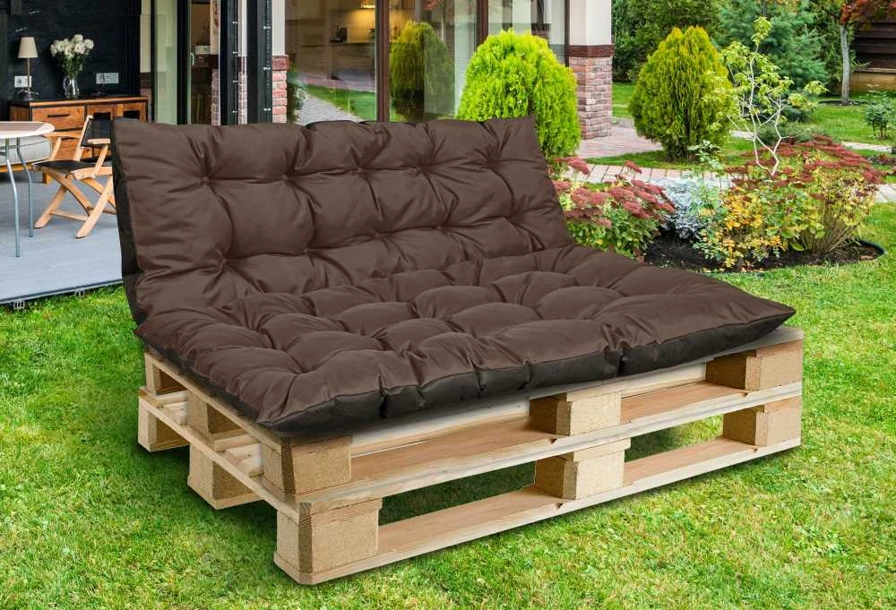 Aio Factory Sodo pagalvėlių komplektas 120/80 cm + 120/40 cm suoliukams, atsparus vandeniui, rudas