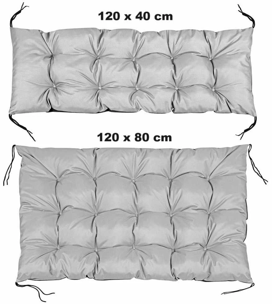Aio Factory Sodo pagalvėlių komplektas 120/80 cm + 120/40 cm, vandeniui atsparus palečių suoliukas, šviesiai pilkas