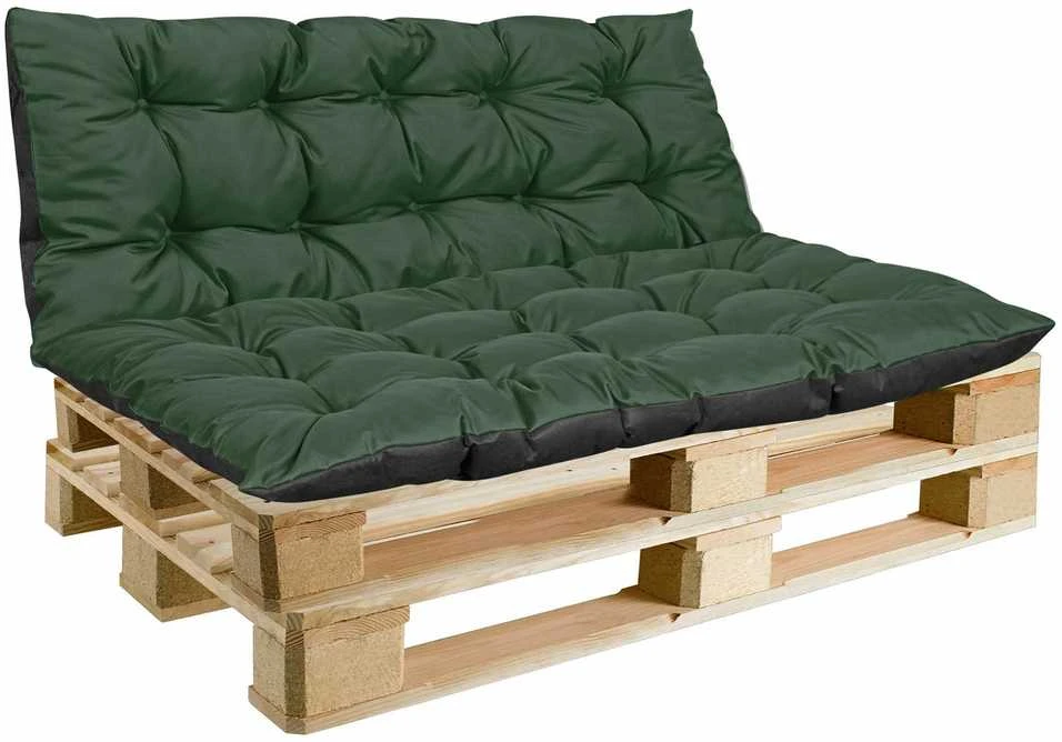 Aio Factory Sodo pagalvėlių komplektas 120/80 cm + 120/40 cm palečių suoliukui, atsparus vandeniui, žalias