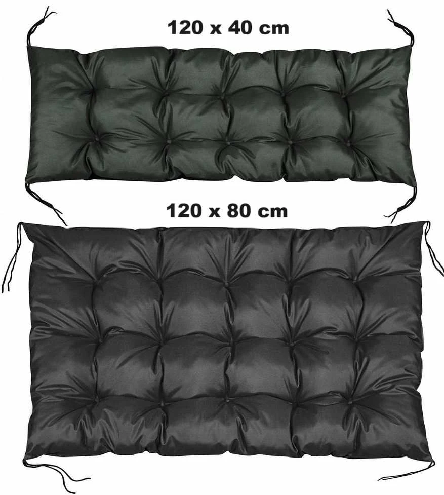 Aio Factory Sodo pagalvėlių komplektas 120/80 cm + 120/40 cm palečių suoliukui, atsparus vandeniui, juodas
