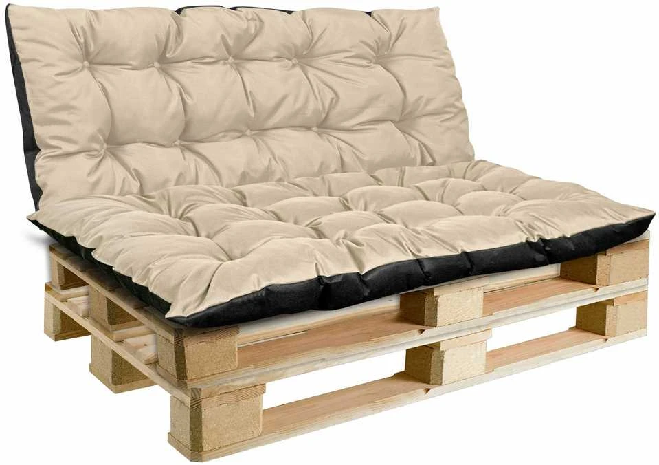 Aio Factory Sodo pagalvėlių komplektas 120/80 cm + 120/40 cm suoliukams, padėklams, vandeniui atsparus, smėlio spalvos