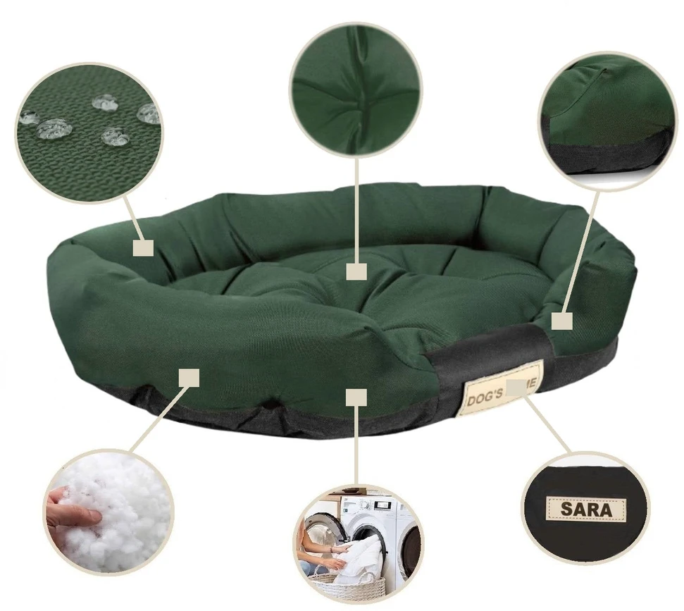 Aio Factory Šuns guolis 130x105 cm, personalizuotas, vandeniui atsparus, žalias
