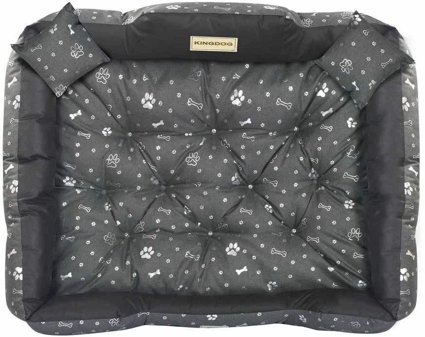 Aio Factory Šuns guolis KINGDOG 115x95 cm, personalizuotas, vandeniui atsparus, sidabriniai kaulai