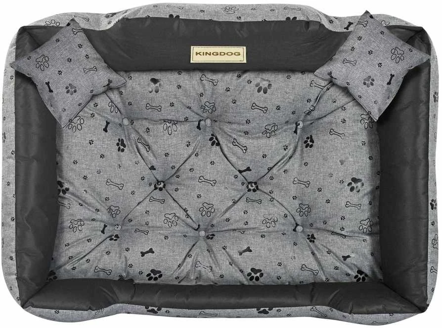 Aio Factory Šuns guolis KINGDOG 115x95 cm, personalizuotas, vandeniui atsparus, kaulai, juodos spalvos