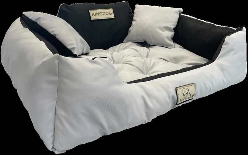 Aio Factory Šuns guolis KINGDOG 130x105 cm, personalizuotas, atsparus vandeniui, šviesiai pilkas