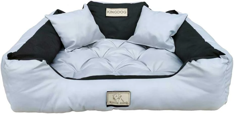 Aio Factory Šuns guolis KINGDOG 130x105 cm, personalizuotas, atsparus vandeniui, šviesiai pilkas