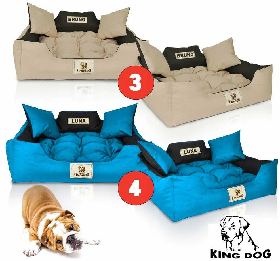 Aio Factory Šuns guolis KINGDOG 130x105 cm, personalizuotas, atsparus vandeniui, juodas