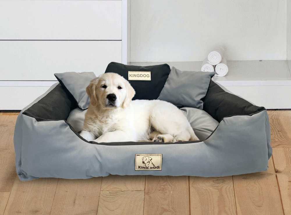 Aio Factory Šuns guolis KINGDOG 130x105 cm, personalizuotas, atsparus vandeniui, tamsiai pilkas