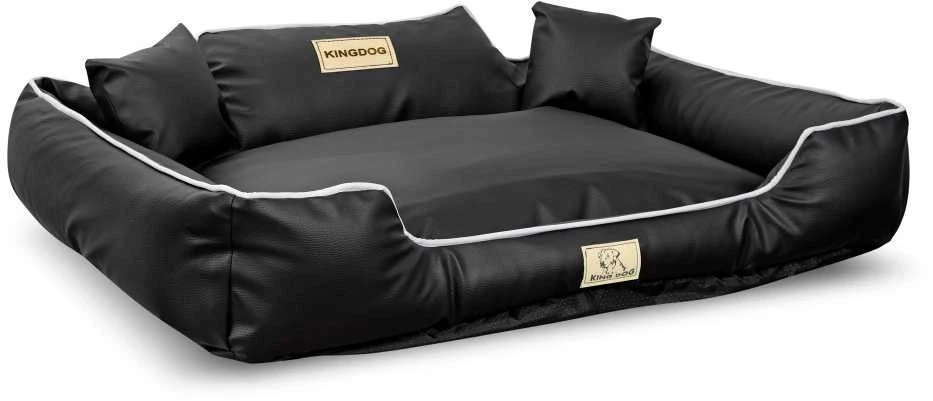 Aio Factory Šuns guolis KINGDOG ECO LEATHER 115x95 cm, nuimamas, personalizuotas, neslystantis, juodas