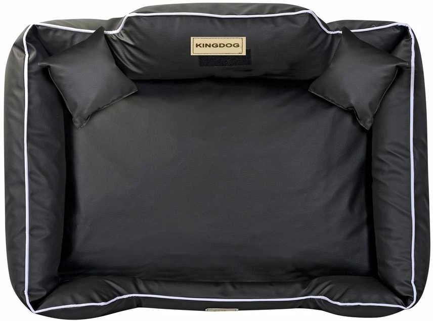 Aio Factory Šuns guolis KINGDOG ECO LEATHER 115x95 cm, nuimamas, personalizuotas, neslystantis, juodas