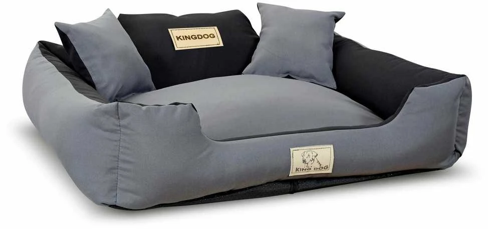Aio Factory Šuns guolis KINGDOG MM43 100x75 cm personalizuotas nuimamas neslystantis tamsiai pilkas