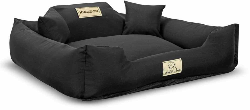 Aio Factory Šuns guolis KINGDOG MM43 75x65 cm, nuimamas, neslystantis, juodas, personalizuotas