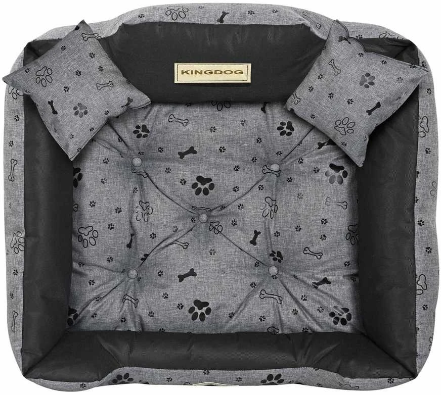 Aio Factory Šuns guolis KINGDOG voljeras 75x65 cm, personalizuotas, vandeniui atsparus, kaulai, juodos spalvos
