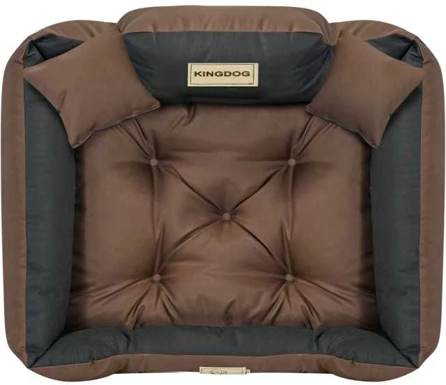 Aio Factory Šuns guolis KINGDOG voljeras 75x65 cm, personalizuotas, atsparus vandeniui, rudas