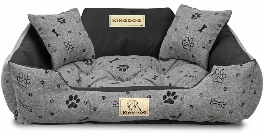 Aio Factory Šuns guolis KINGDOG voljeras 75x65 cm, personalizuotas, vandeniui atsparus, kaulai, juodos spalvos