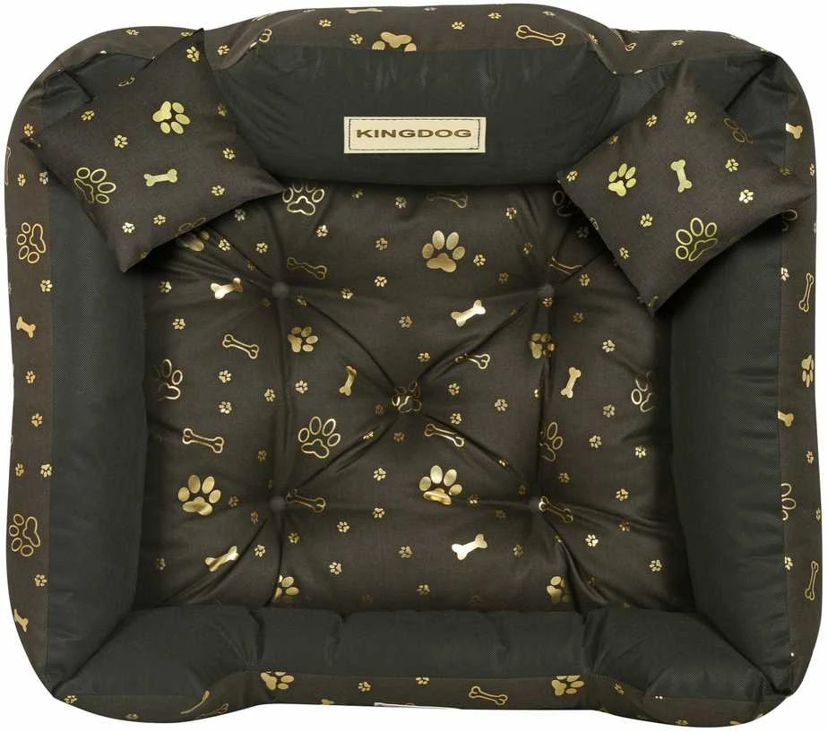 Aio Factory Šuns guolis KINGDOG voljeras 75x65 cm personalizuotas vandeniui atsparus auksinis kaulas