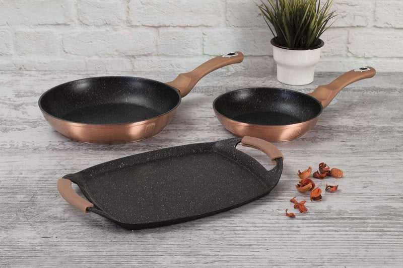 Keptuvė Berlinger Haus grilio Metallic Line Rose Gold Edition 26cm 3vnt.