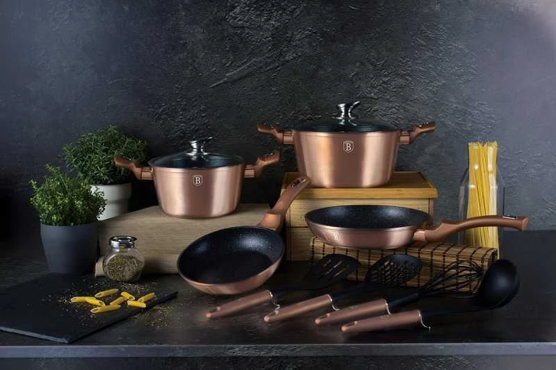 Berlinger Haus Puodų komplektas, 10 dalių, Berlingerhaus Metallic Line Rosegold | BH-6142