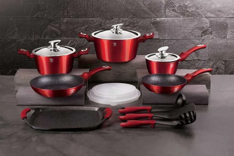 PUODŲ RINKINYS 16 vnt BERLINGER HAUS METALLIC LINE BURGUNDY BH-6781