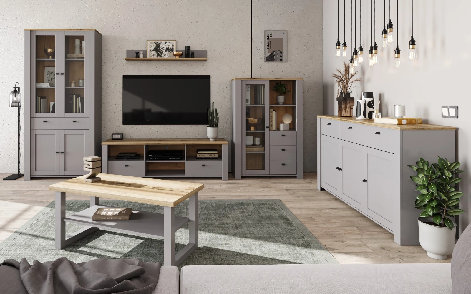 Target Home LATOUR C žema vitrina, 1W3S, pilka/DELANO šviesa aprašymas - Prekės nuotrauka