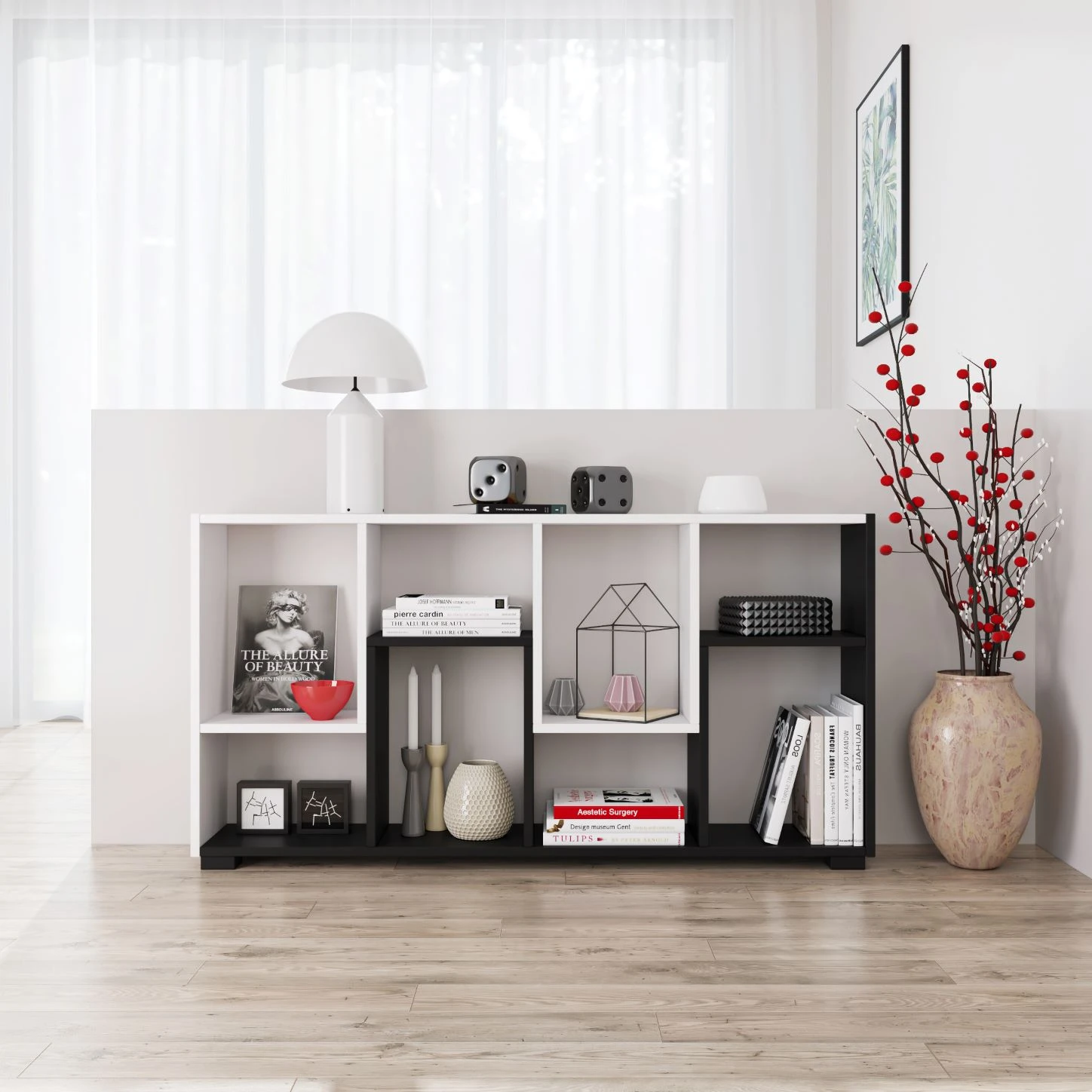 Target Home Lentyna 120x60x20cm siena-grindys balta/juoda aprašymas - Prekės nuotrauka