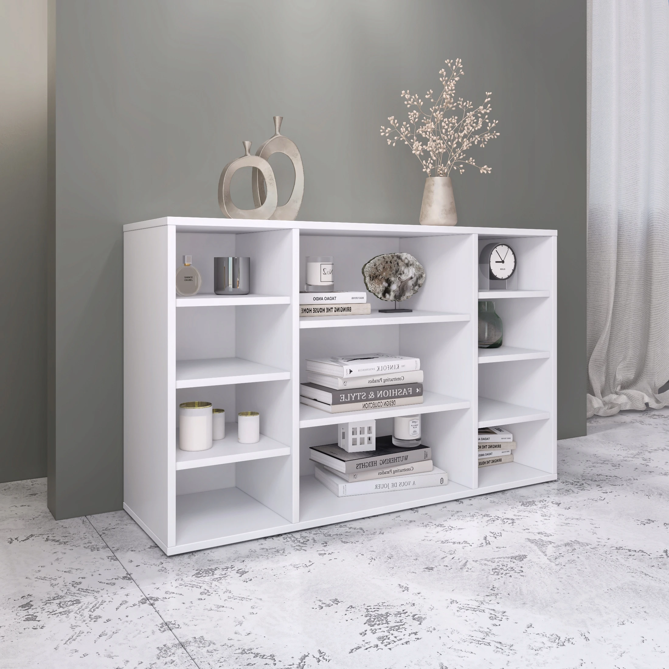 Target Home Lentyninė spintelė svetainei, batų lentynos, knygos, baltos aprašymas - Prekės nuotrauka