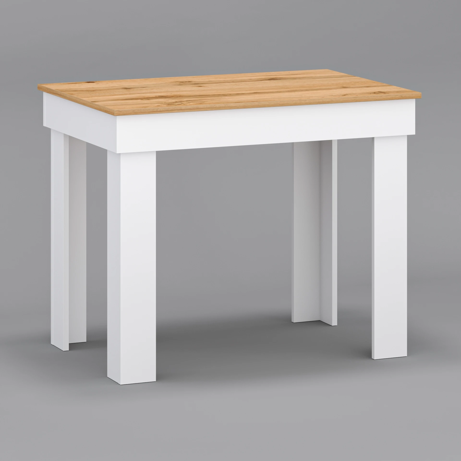Target Home Mažas virtuvės valgomojo stalas, 90x60 cm, balto ąžuolo stalviršis aprašymas - Prekės nuotrauka